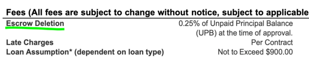 escrow deletion fee